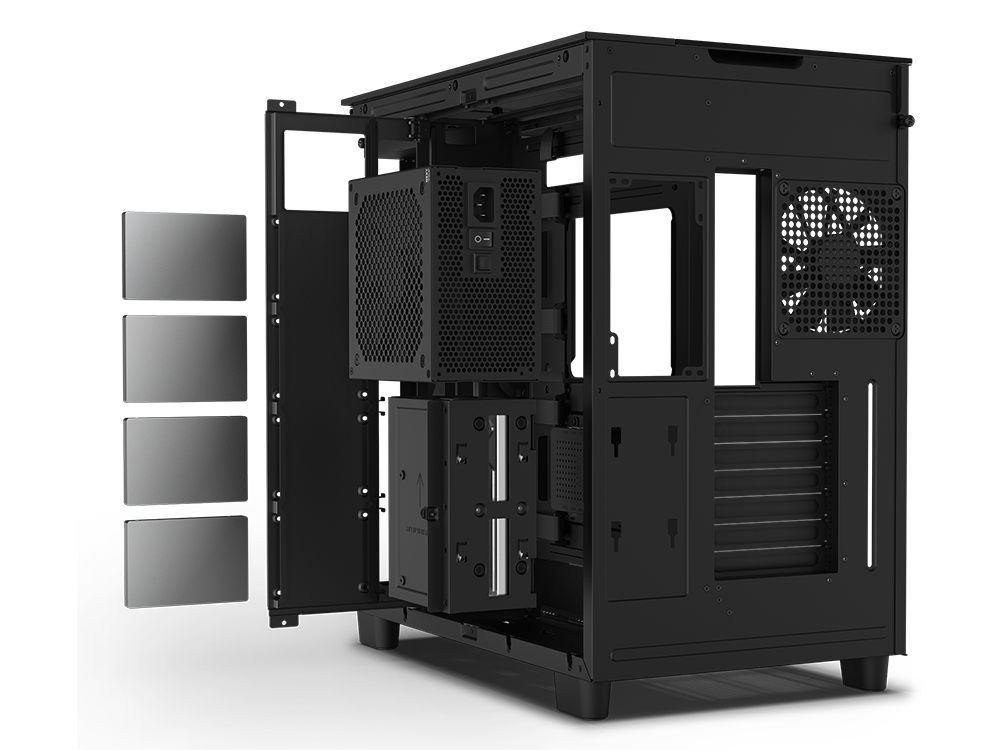 NZXT H9 Elite Premium DualChamber MidTower Airflow Case Matte Black Cases without PSU