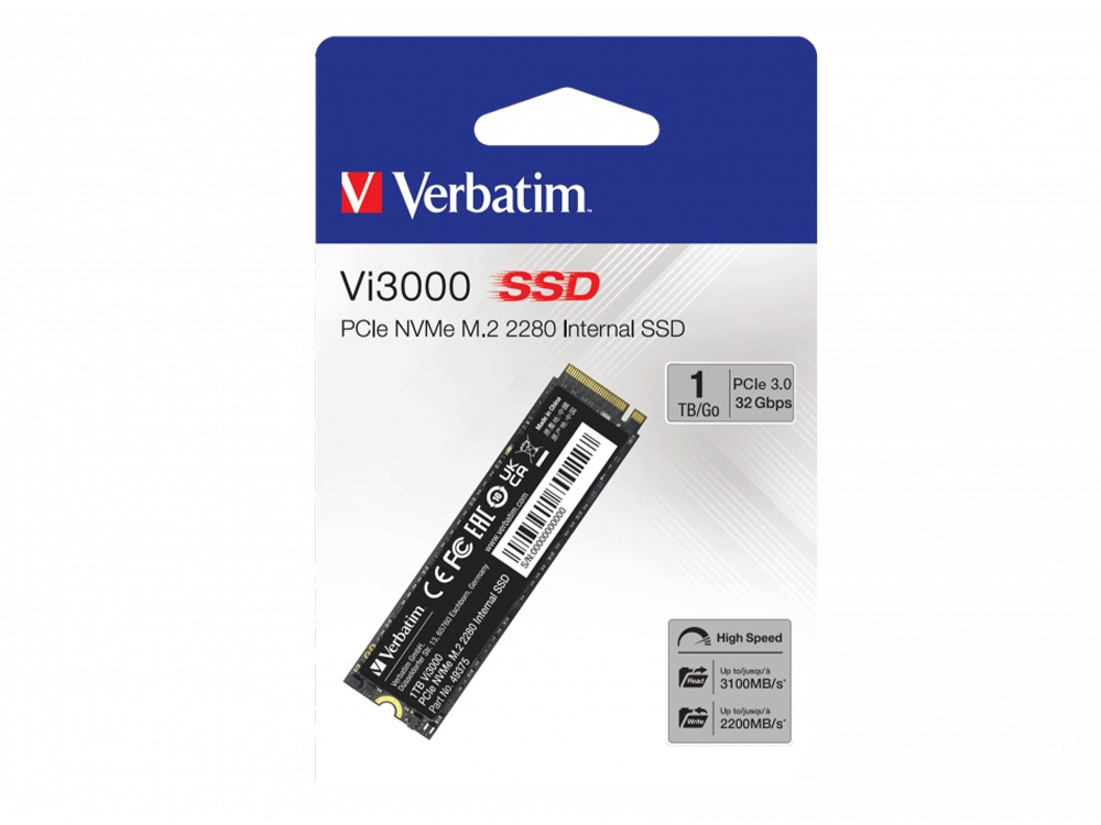 Verbatim Vi3000 1TB PCIe Gen3 NVMe M.2 2280 SSD - Fast Delivery