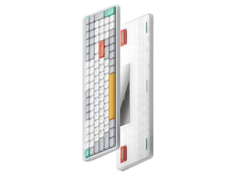 Nuphy Air60 v2 QMK/VIA Mechanisch Toetsenbord, 60% Low Profile Draadloos Toetsenbord, Bluetooth 5.1, 2.4GHz en bekabelde verbinding, Compatibel met Windows en Mac OS - Ionic White Switch Red