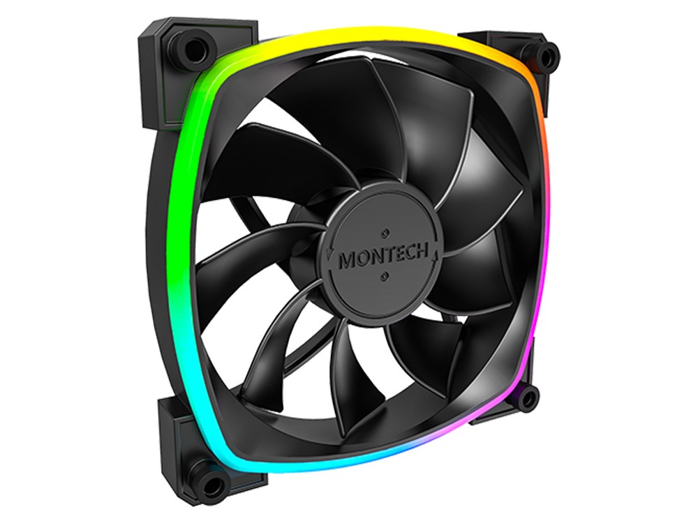 Montech RX120 PWM 120mm ARGB Reverse Fan - Black (3-Pack) [RX120 3 in 1 B]