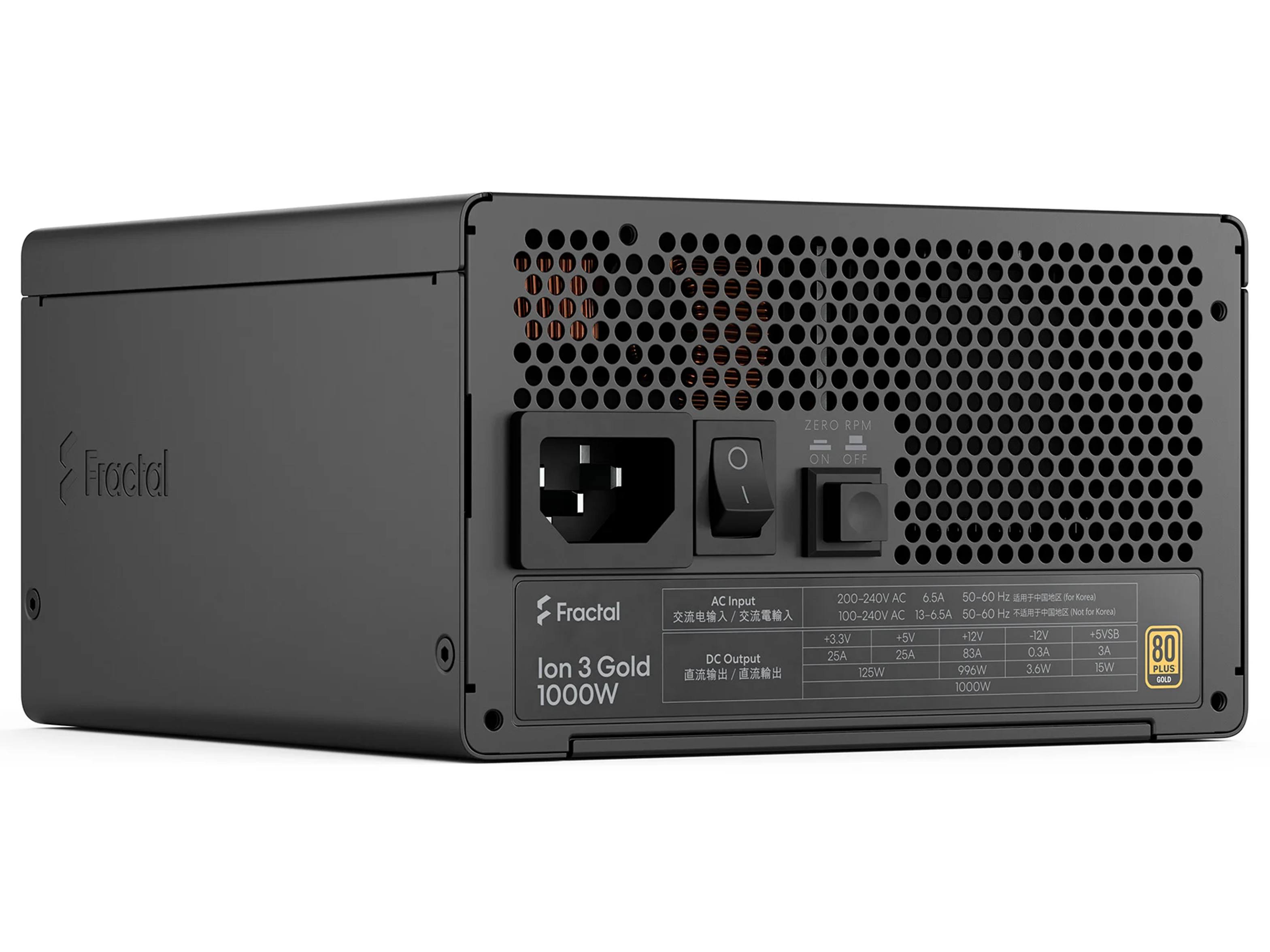 Fractal Design Ion 3 1000W 80 Plus Gold Fully Modular Power Supply - Black
