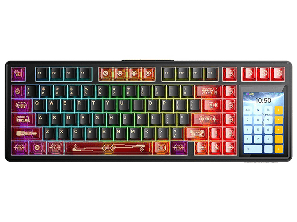 Aula L99 Tri-mode Caramel Latte Switch Wireless Mechanical Keyboard - Black & Red