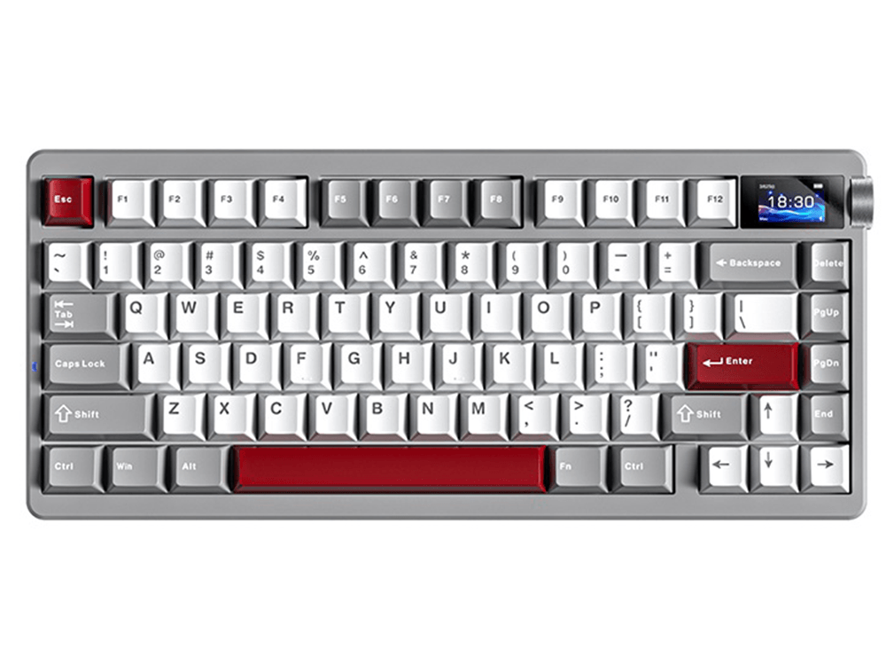 Aula NOVA75 Smart Caramel Latte Switch Mechanical Keyboard - White, Gray, & Red