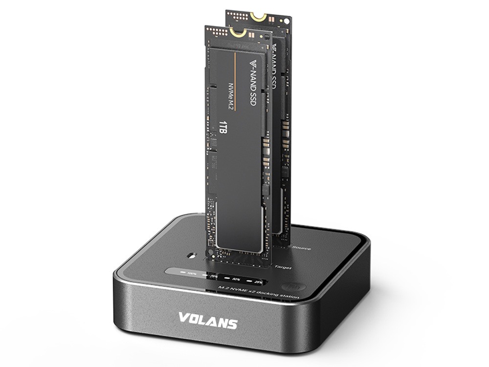 Volans VL-UCM2DS-S Aluminium 2-Bay USB-C M.2 NVMe PCI-E SSD Docking Station with Clone