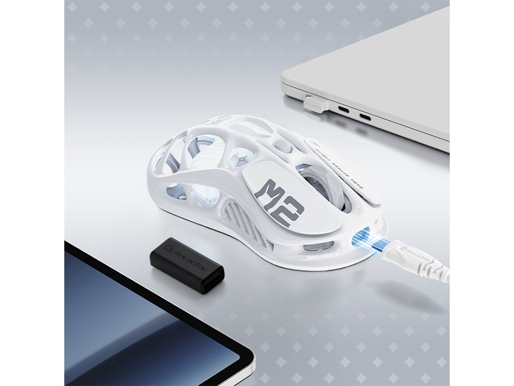 GravaStar Mercury M2 Opaline White Wireless Gaming Mouse