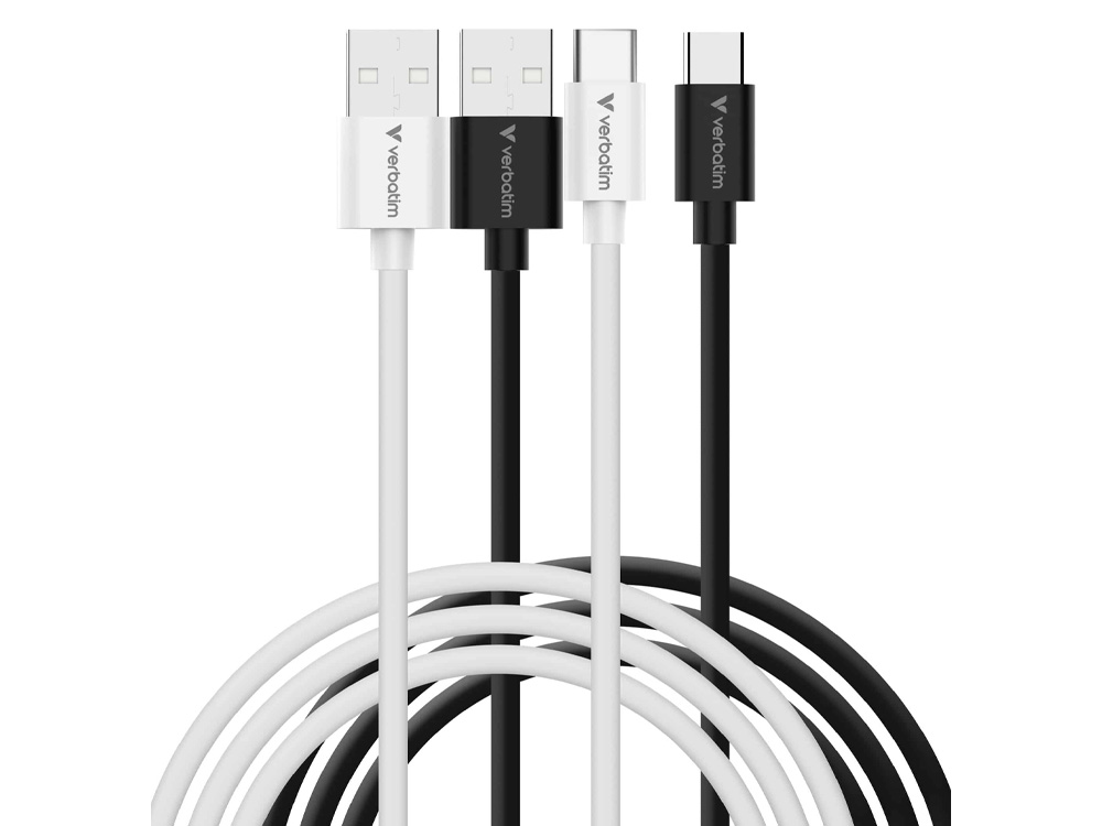 Verbatim Essentials 1m USB-C to USB-A 18W Sync & Charge Cable - Black & White (2-Pack)