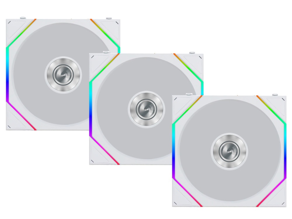 Lian Li UNI FAN TL Flex Wireless 120mm Reverse Blade ARGB Case Fan - White (3-Pack) with Controller