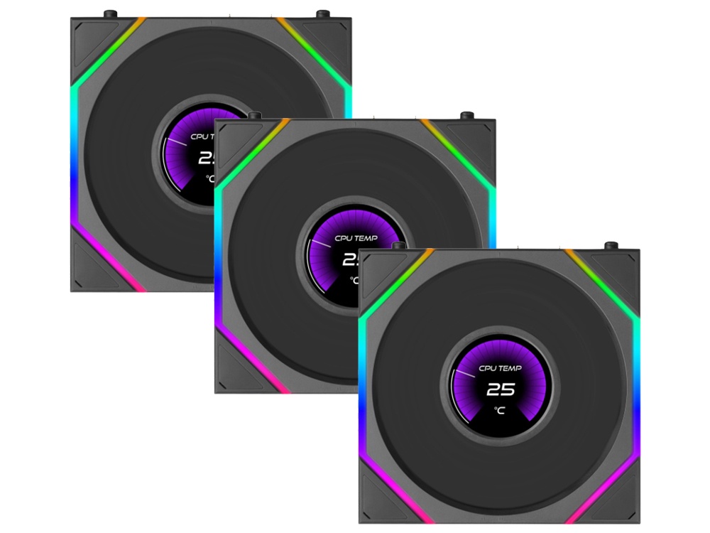 Lian Li UNI FAN TL LCD FLEX Wireless 120mm Reverse Blade ARGB Fan - Black (3-Pack)