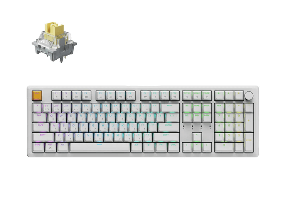 Keychron J5 QMK Wireless Shine Mechanical Keyboard Red Switch - White