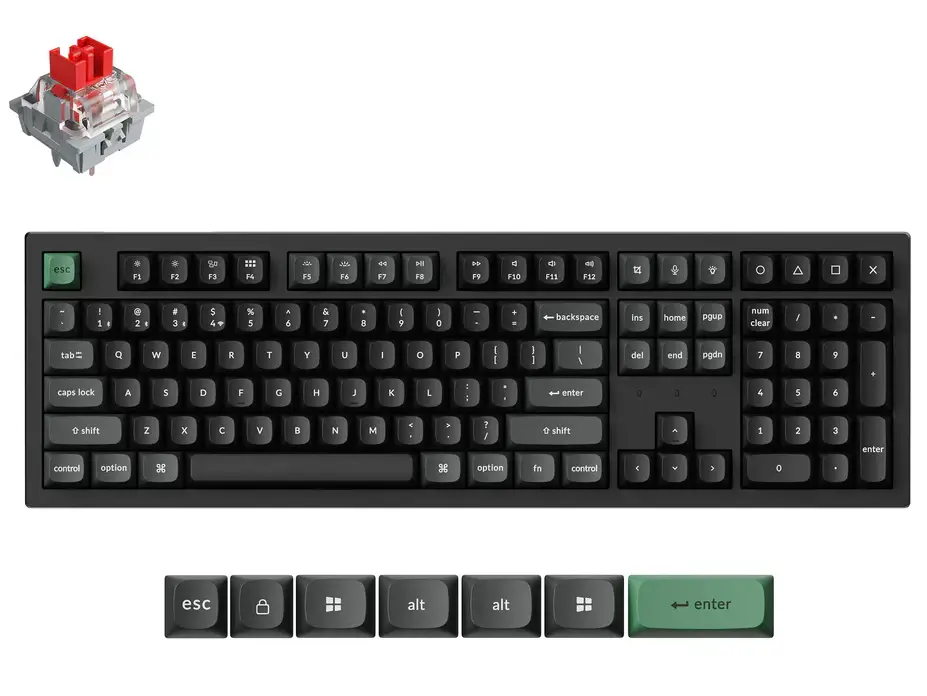 Keychron K10 Ultra 8K Full Size Wireless Custom Red Switch Mechanical Keyboard - Black