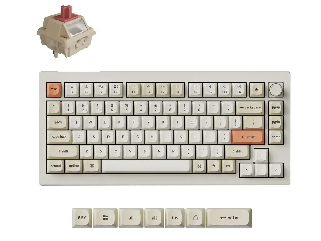 Keychron V1 Ultra 8K Wireless 75% Hot-Swap RGB Retro Silk POM Red Custom Mechanical Keyboard