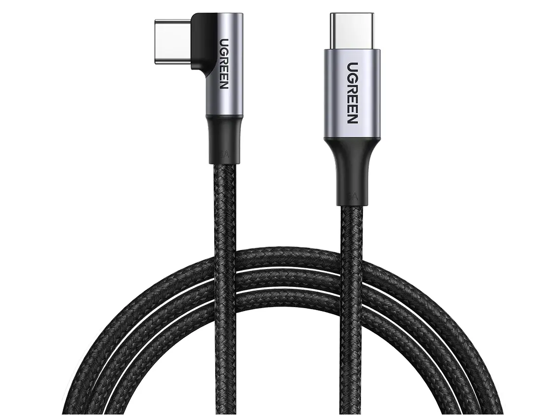 UGREEN 70645 2m 90-Degree Right Angle USB-C to USB-C 100W Braided Cable