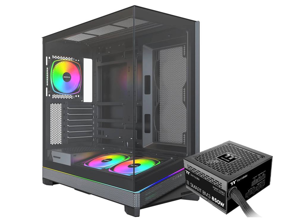 Montech SKY 3 Tempered Glass Case + 850W Power Supply Bundle